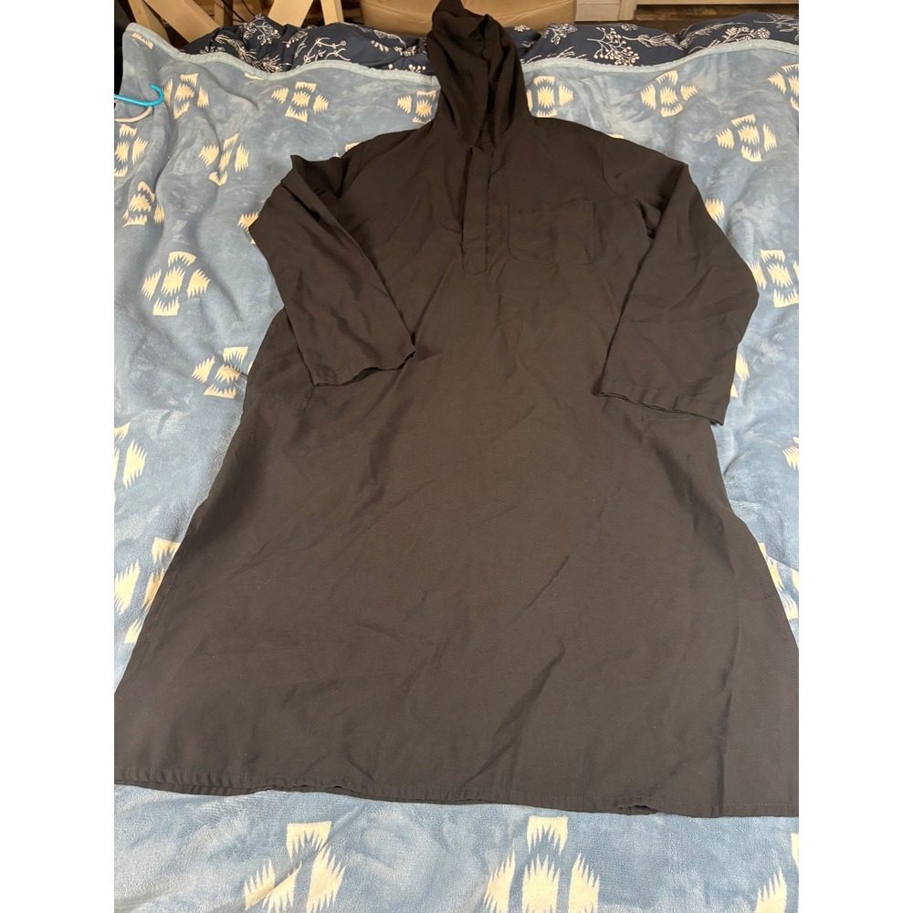 SHUKR Black Hooded Modest Tunic Thobe Long Sleeve Dress Size S